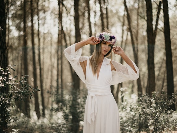 Ivory Polka Dot Tulle Overskirt: Boho Wedding Dress Accessory