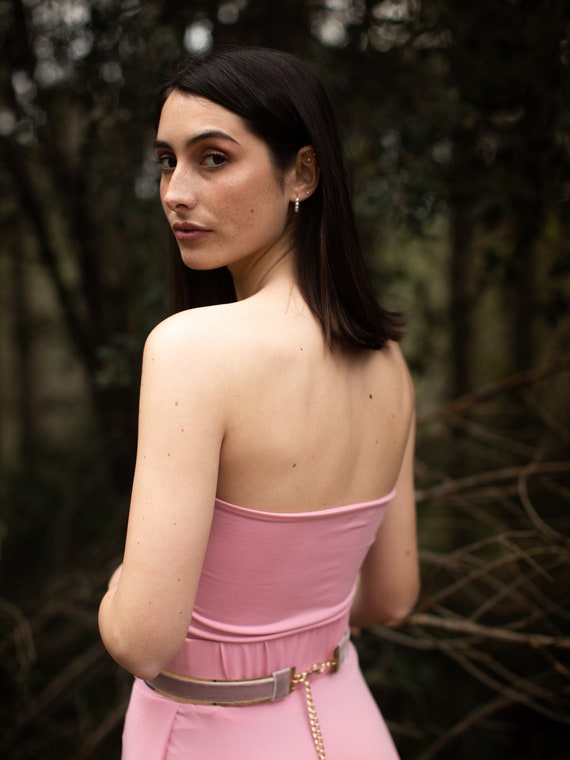 Comfortable Tube Top, Dark Pink Bandeau Top, Snug Fitting and Soft Top,  Under Scrubs Tube Top, Dark Pink Top, Tops and Tees, Plain Solid. 