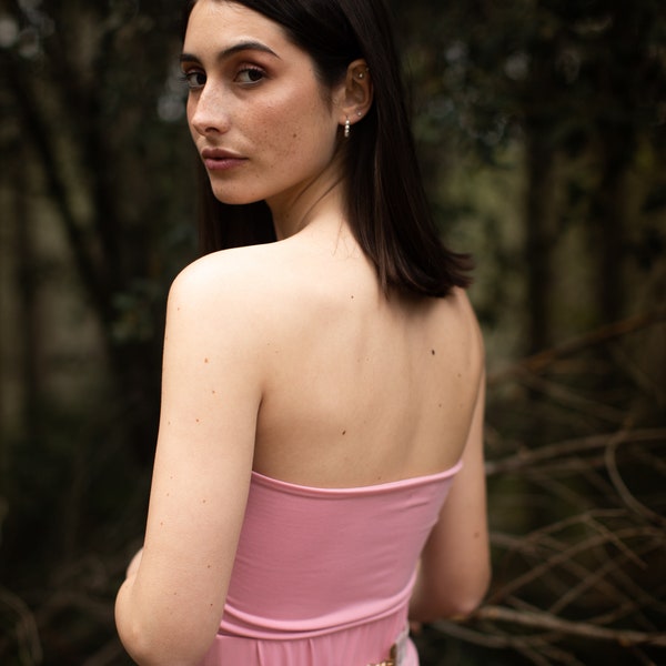 Comfortable Tube Top, Dark Pink Bandeau Top, Snug Fitting and Soft Top, Under Scrubs Tube Top, Dark Pink Top, Tops and Tees, Plain Solid.