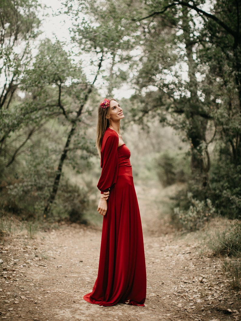 Burgundy Jersey Sleeves, Wedding Cover up, Burgundy Sexy Skirt, Lace Wedding Shawl, Lace Sleeves Top, Romantic Feminine Satin Jersey Sleeves image 9