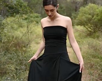 Black Sexy Skirt, Glam Basic Skirt, long Slit Skirt, Elastic Skirt, Elegant Sexy Skirt, Sexy Open in the Front Skirt,  Black Basic Skirt.