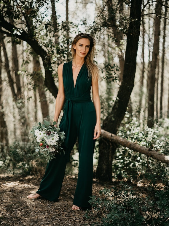 Dark green formal jumpsuit deals