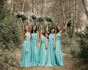 Aquamarine Infinity Wedding Dress, Aqua Blue Bridesmaid Dress, Ocean Green Infinity Dress, Emerald Prom Dress, Turquoise Floor Lenght Dress.