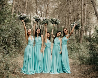 Aquamarine Infinity Wedding Dress, Aqua Blue Bridesmaid Dress, Ocean Green Infinity Dress, Emerald Prom Dress, Turquoise Floor Lenght Dress.