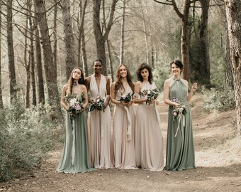 moss green infinity dress Light Olive Infinity Dress: Moss Green Convertible Bridesmaid Gown