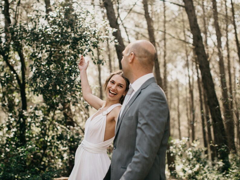 Mini Ivory Wedding Dress, Bridal Dress, Wedding Cream Dress, Ivory Wedding Reception Dress, Midi Ivory Gown, Wedding Celebration Dress. image 9