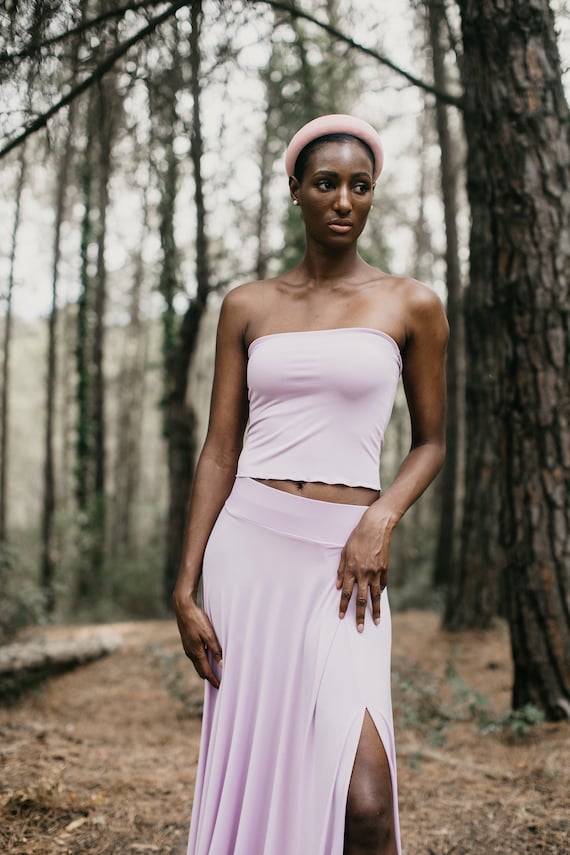 Comfortable Tube Top, Lavender Bandeau Top, Snug Fitting and Soft Top,  Under Scrubs Tube Top, Lavender Top, Tops and Tees, Plain Solid. 