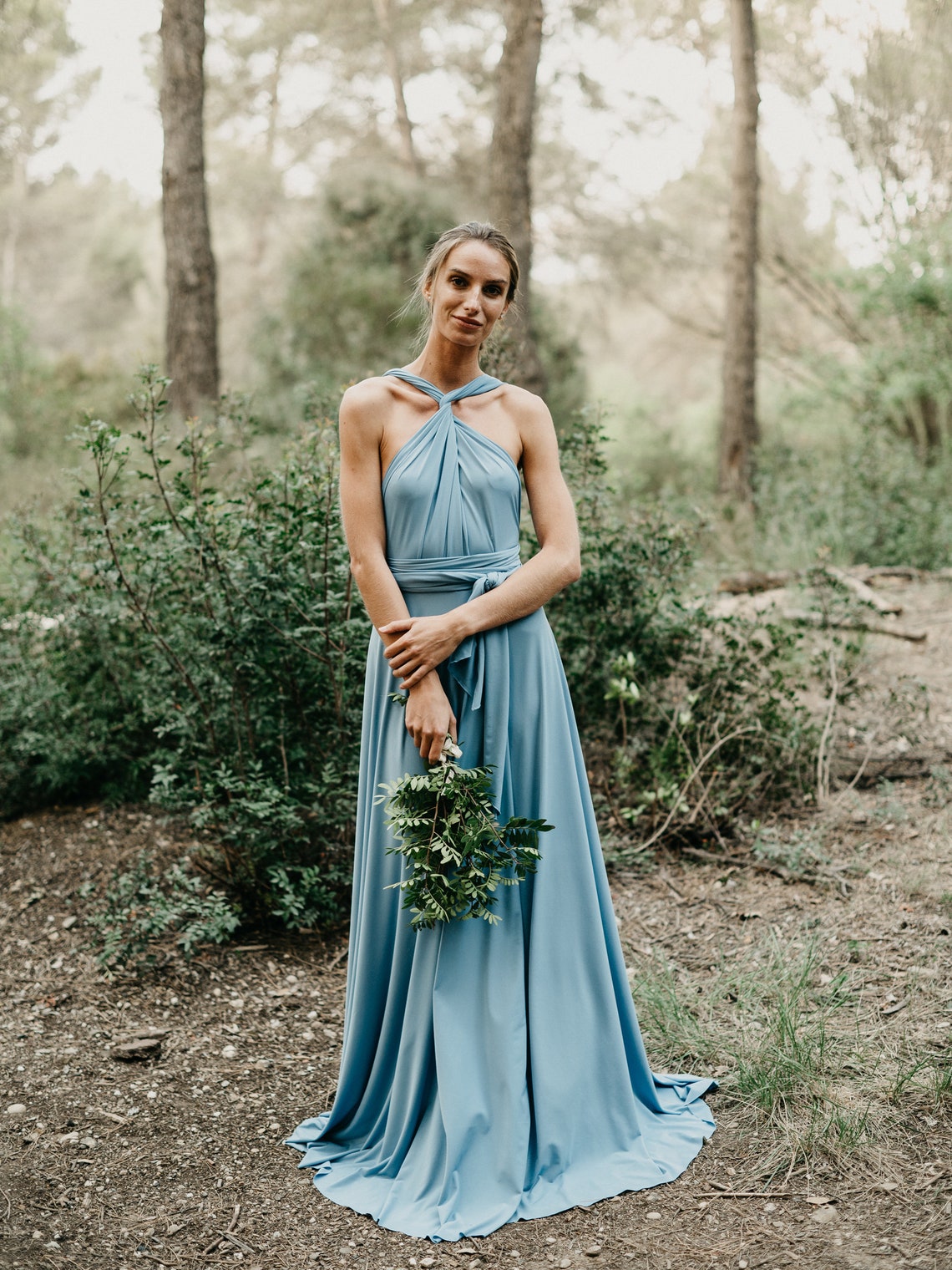 Jeans Wedding Guest Dress with Front Slit Blue Dress with | Etsy