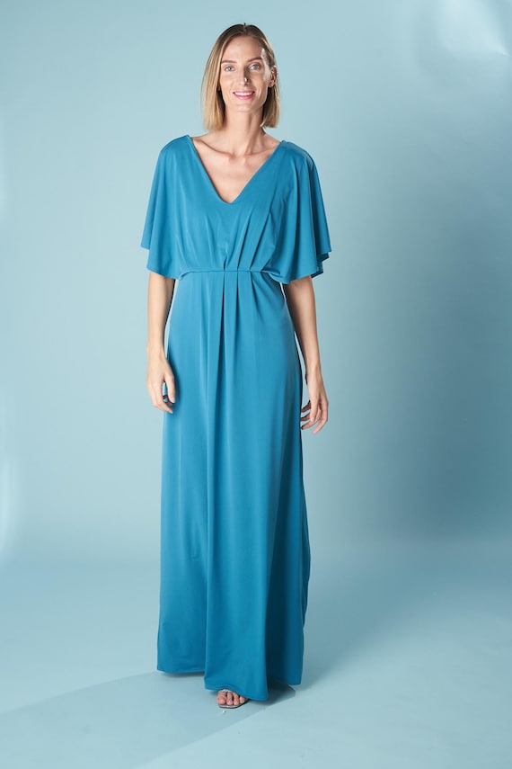 green emerald velvet dress Black Stretch Deep V Maxi Dress-BEST SELLER – Veronica M ® main image 0