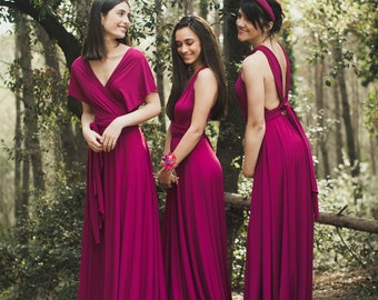 Orchid Long Infinity Dress, Radiant Orchid Maxi Dress, Bridesmaid Dresses, Fuchsia Graduation Dress, Weddings, Magenta Evening Dress.