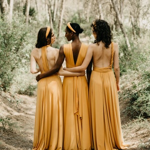 Long Maternity Dress, Mustard Bridesmaid Dress, Mustard Infinity Dress, Convertible Mustard Dress, Prom Dress, Yellow Prom Dress, Maxi Dress image 1