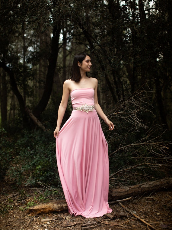 dark pink dress formal Elegant Hot Pink Satin A-line Spaghetti Straps Prom Dresses, Formal Dress,  MP645 main image 0