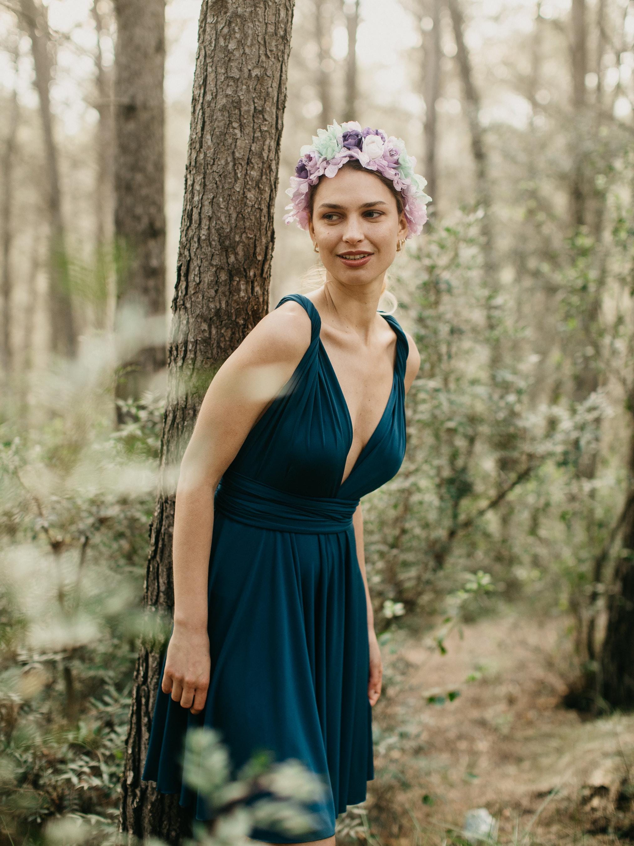 short convertible bridesmaid dress Shop Graceful One-Shoulder Dress In Sage Green | A-Line | Tulle