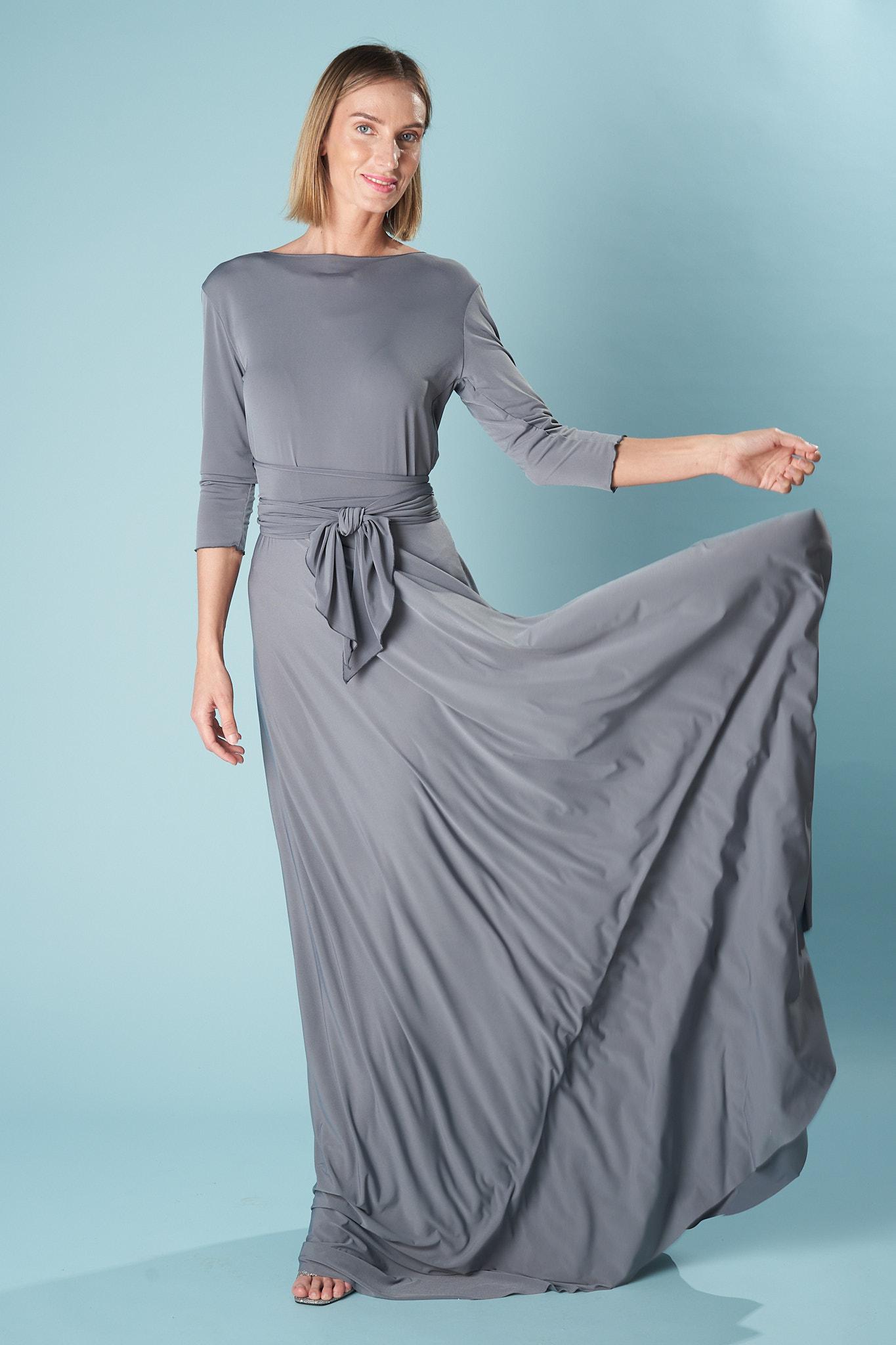 jersey a line bridesmaid dress Short Sleeve Cut-out Black Jersey Bridesmaid Dress