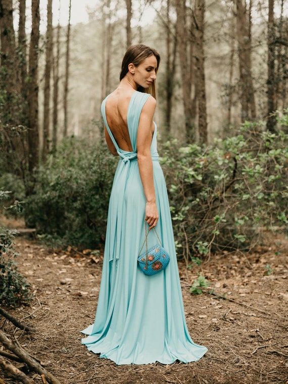 Aquamarine Infinity Wedding Dress, Aqua Blue Bridesmaid Dress, Ocean Green  Infinity Dress, Emerald Prom Dress, Turquoise Floor Lenght Dress. - Etsy