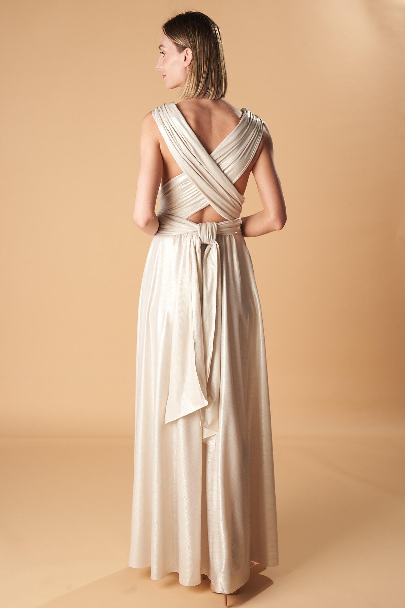 gold convertible bridesmaid dress Burnished Gold Velvet Bridesmaid Dress Convertible Floor-Length