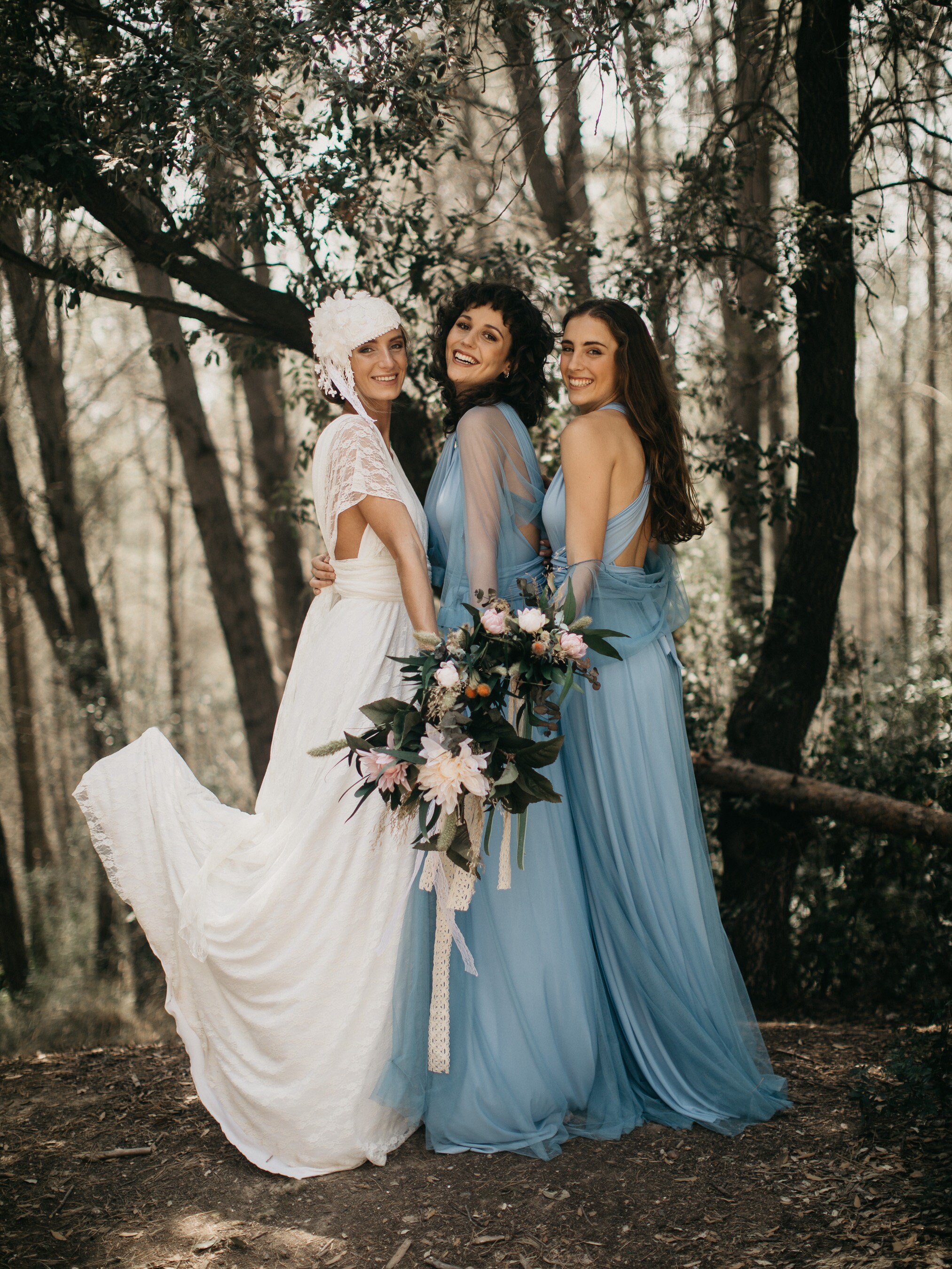 tulle blue bridesmaid dresses Zapaka Women Blue Bridesmaid Dress with Ruffles Tulle Corset Long Wedding  Party Dresses – ZAPAKA main image 0