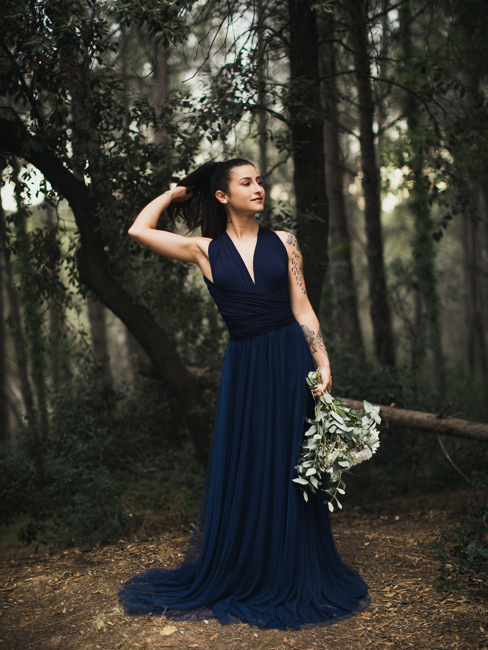 Navy Evening Dress, Long Navy Infinity Dress, Navy Infinity Bridesmaid ...