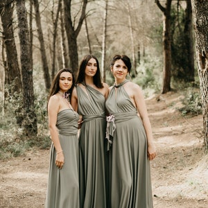 Light Olive Infinity Dress: Moss Green Convertible Bridesmaid Gown