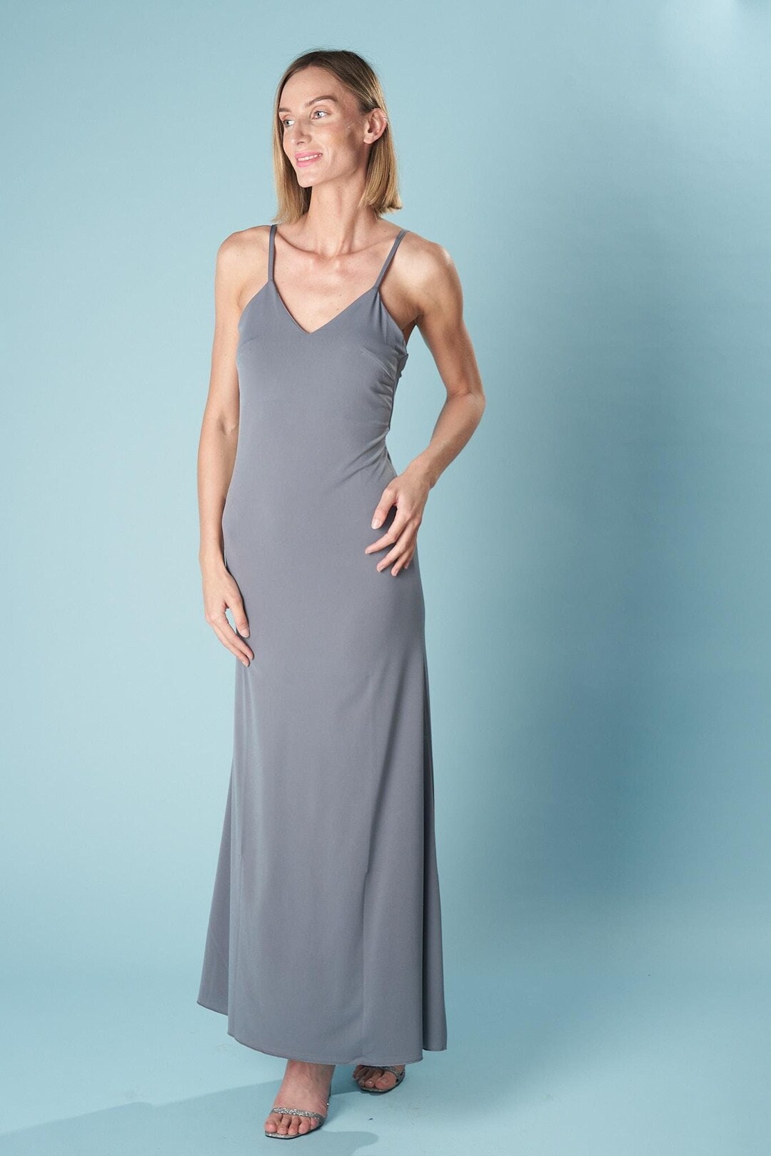 knee length velvet bodycon dress Sexy Solid Color with Long Sleeve and V Neck, Perfect for Banquet feb2022 main image 1