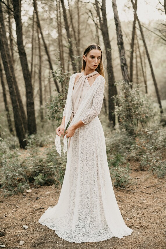 Bride New Lace Overskirt, Super Soft Lace Jacket With 3/4