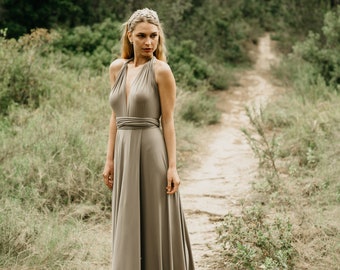Mink Infinity Dress with Slit: Convertible Bridesmaid Gown