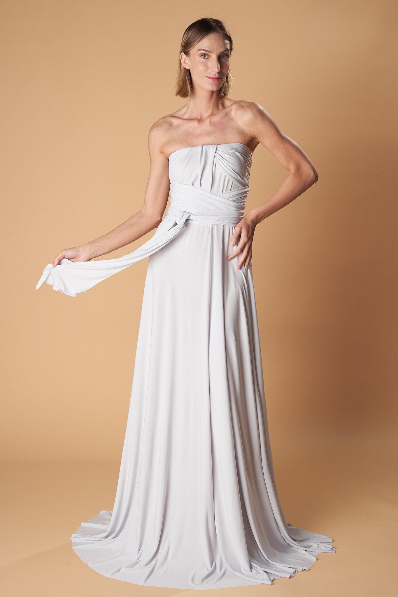 grey dress with pearls Pearl Long Sexy Dress, Pearl Gray Infinity Slit Dress, Bridal Convertible Dress, Wedding Dress, Bridesmaids Dress, Sexy Dress, Lace Gown mother of groom