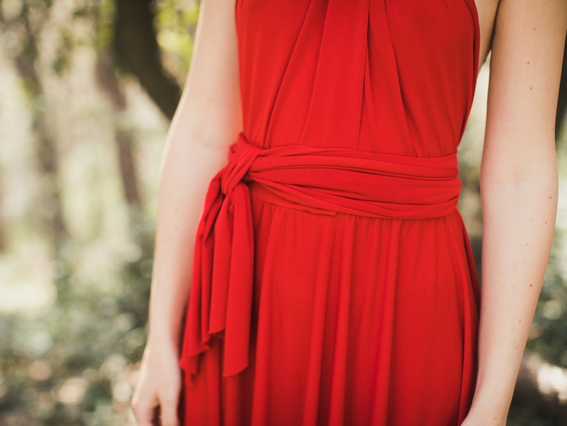 Short Red Dress, Sexy & Feminine, Dark Red Infinity Dress, Red Party Dress, Short Prom Dress, Short Occasion Dress, Short Convertible Dress. image 4