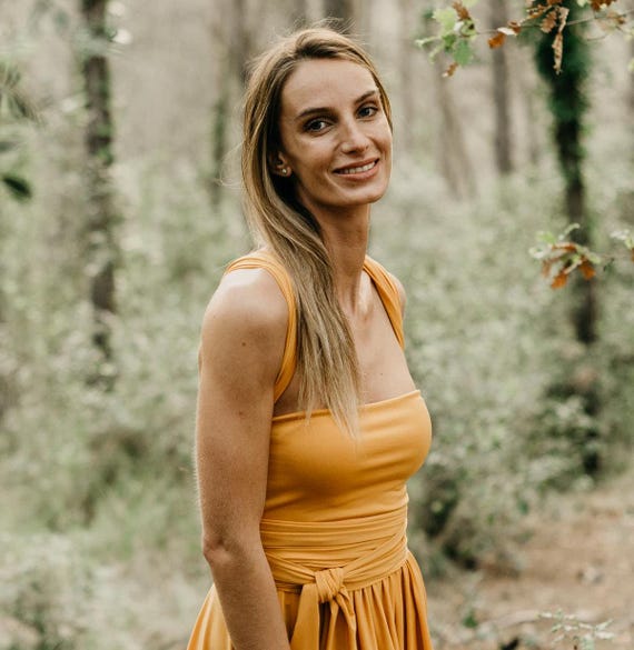 Mustard Satin Jersey Tube Top: Strapless Bandeau UK