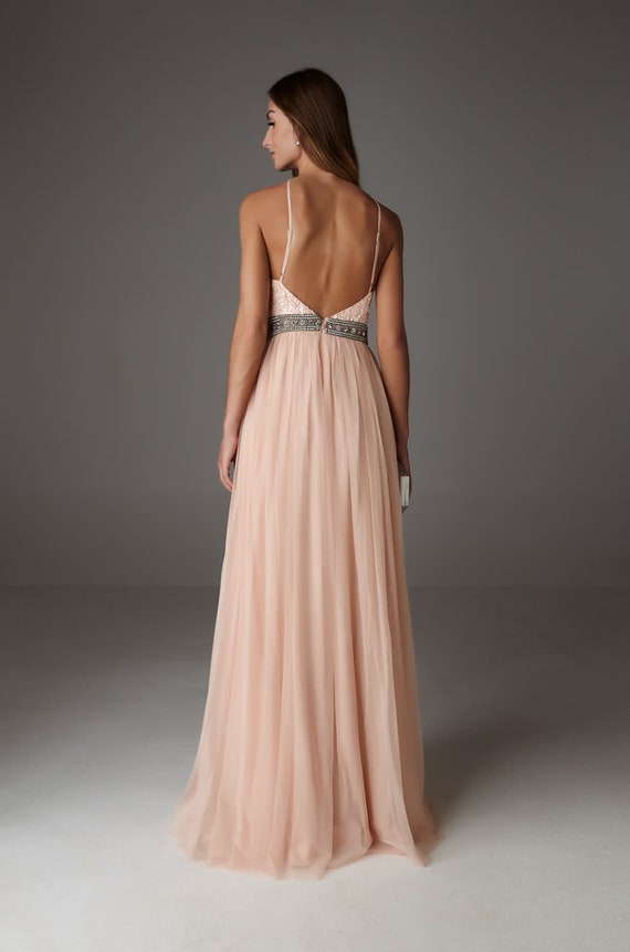 Embroidered Top Maxi Dress: Elegant Occasion Grey Paula Dress