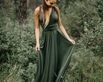 Khaki Green Dress Moss Green Infinity Dress Olive Bridesmaid