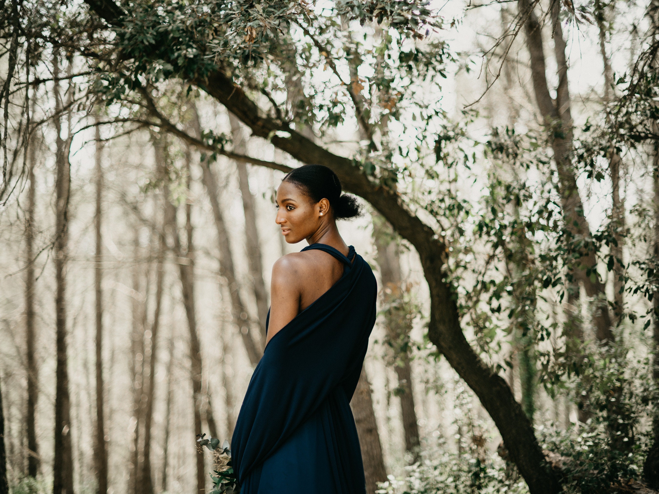 Blue Evening Dress, Blue Infinity Dress, Navy Jersey Long