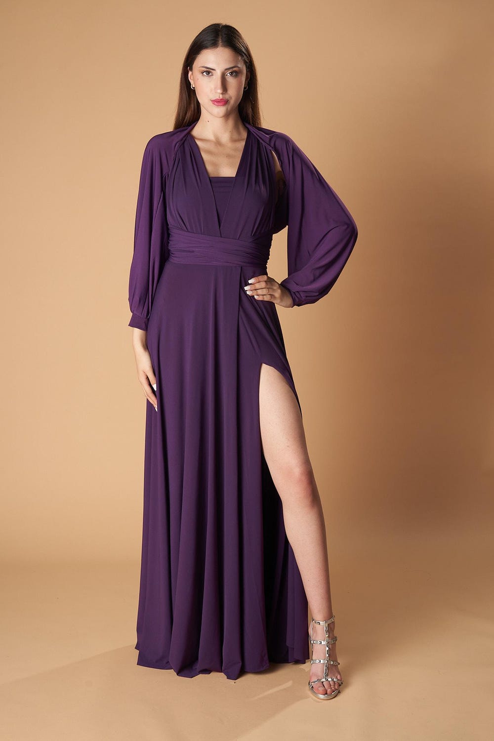 Purple Jersey Long Sleeves, Top With Long Sleeves, Accessories Dresses, Shrug Bridesmaid,Removable Sleeves Dress,Same Color Infinity Dress Sunrisetee
