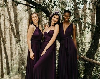 Purple Evening Dress, Purple Party Dress, Plum Infinity Dress, Purple Bridesmaid Dresses, Eggplant Multi Wrap Dress, Convertible Maternity.