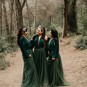 Green Infinity Dress: Jersey Long Sleeves, Tulle Skirt
