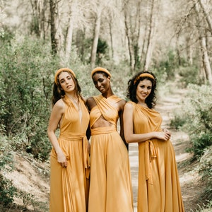 Long Maternity Dress, Mustard Bridesmaid Dress, Mustard Infinity Dress, Convertible Mustard Dress, Prom Dress, Yellow Prom Dress, Maxi Dress image 2