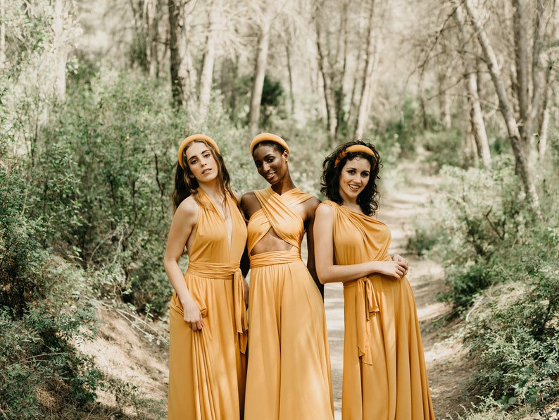 Long Maternity Dress, Mustard Bridesmaid Dress, Mustard Infinity Dress, Convertible Mustard Dress, Prom Dress, Yellow Prom Dress, Maxi Dress image 2