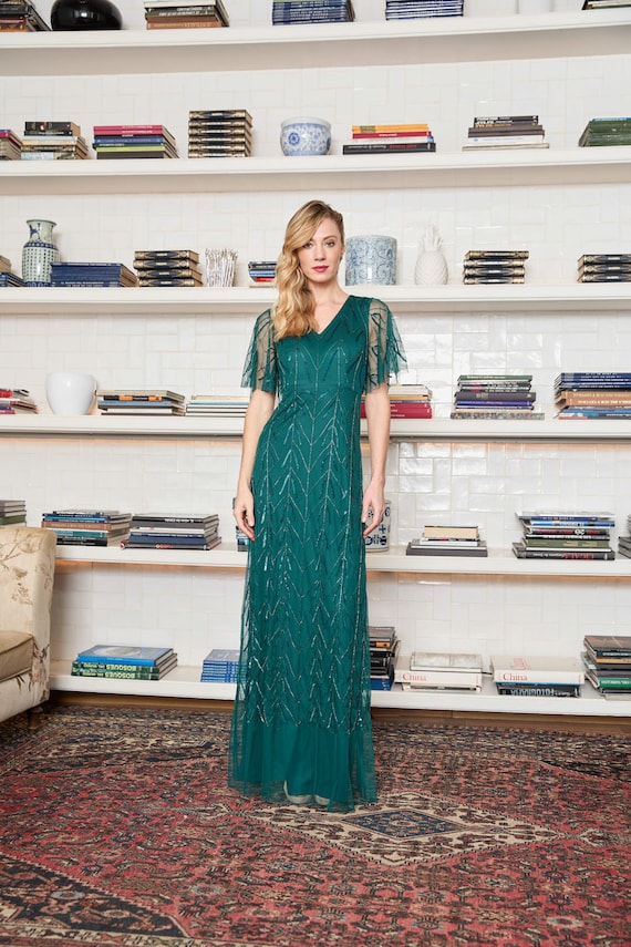 green emerald velvet dress Dark-Apple Green Classic -Shirt