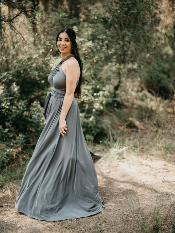 silver bridesmaid dresses