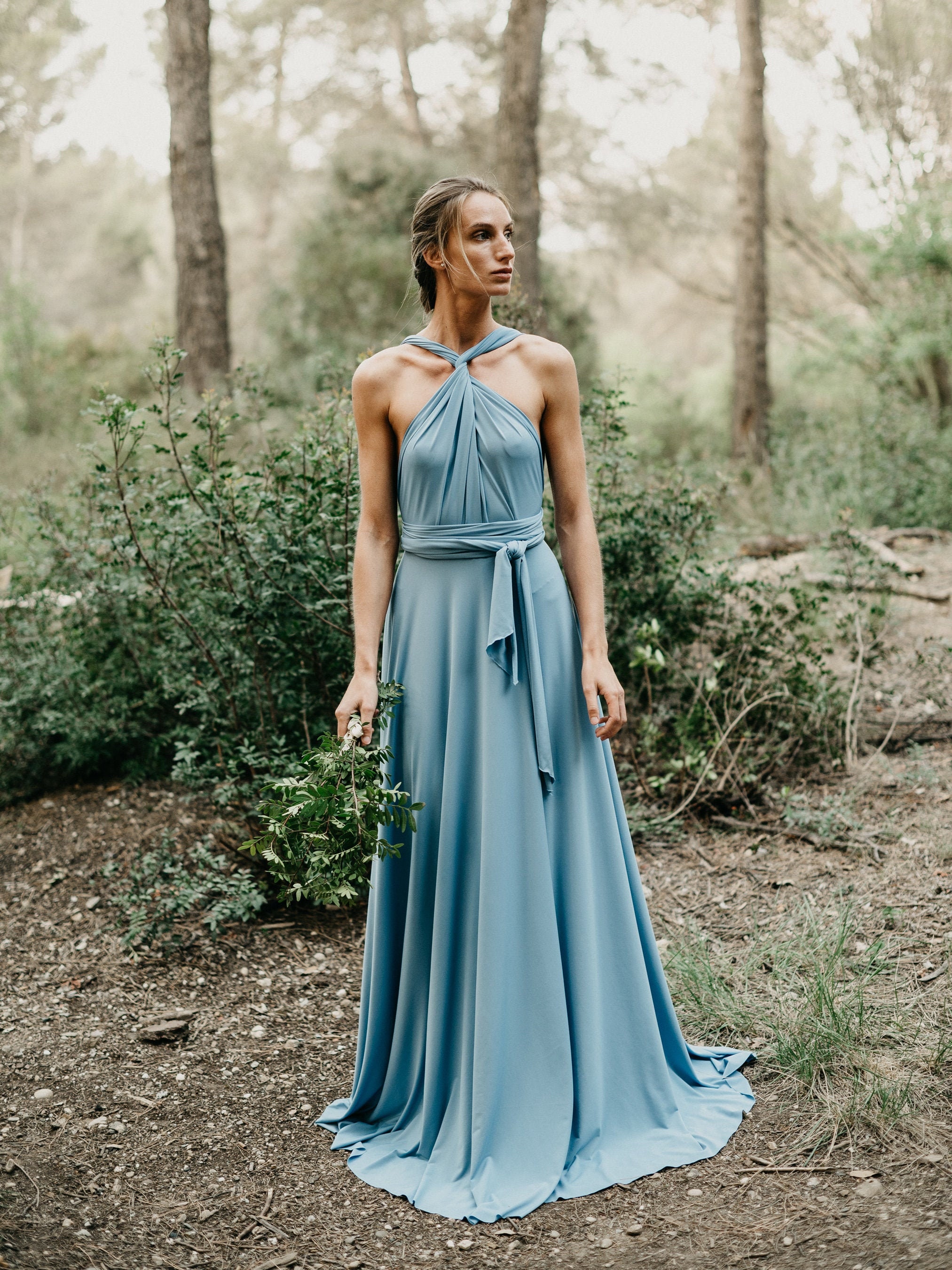 Jeans Wedding Guest Dress With Front Slit Blue Dress With Deep Front Slit Handmade Elegant Formal Jeans Dress Feminine Dress Prom Dress. Etsy