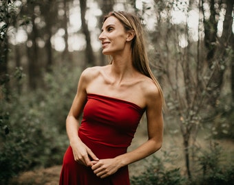 Burgund Satin Jersey Tube Top: Trägerloses Bandeau, weich & dehnbar
