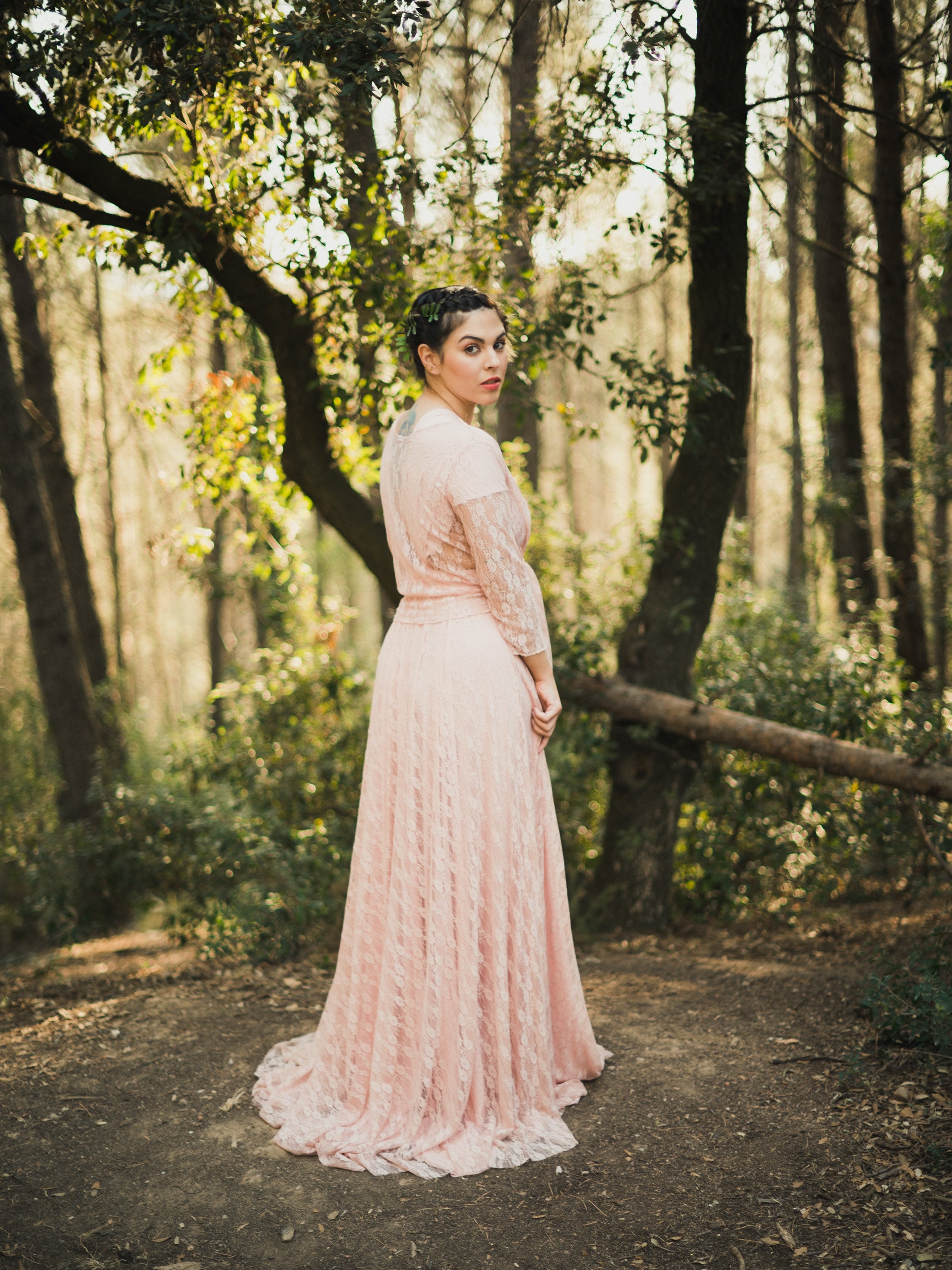 knee length dresses for ladies Allegra Lace Midi Dress - Pink