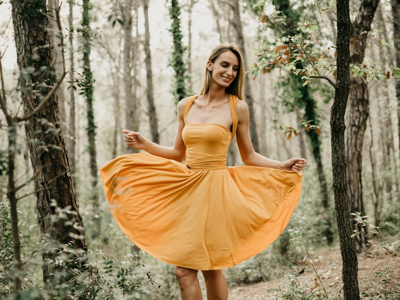 Short Mini Dress Mustard Yellow Infinity Dress Infinity Etsy