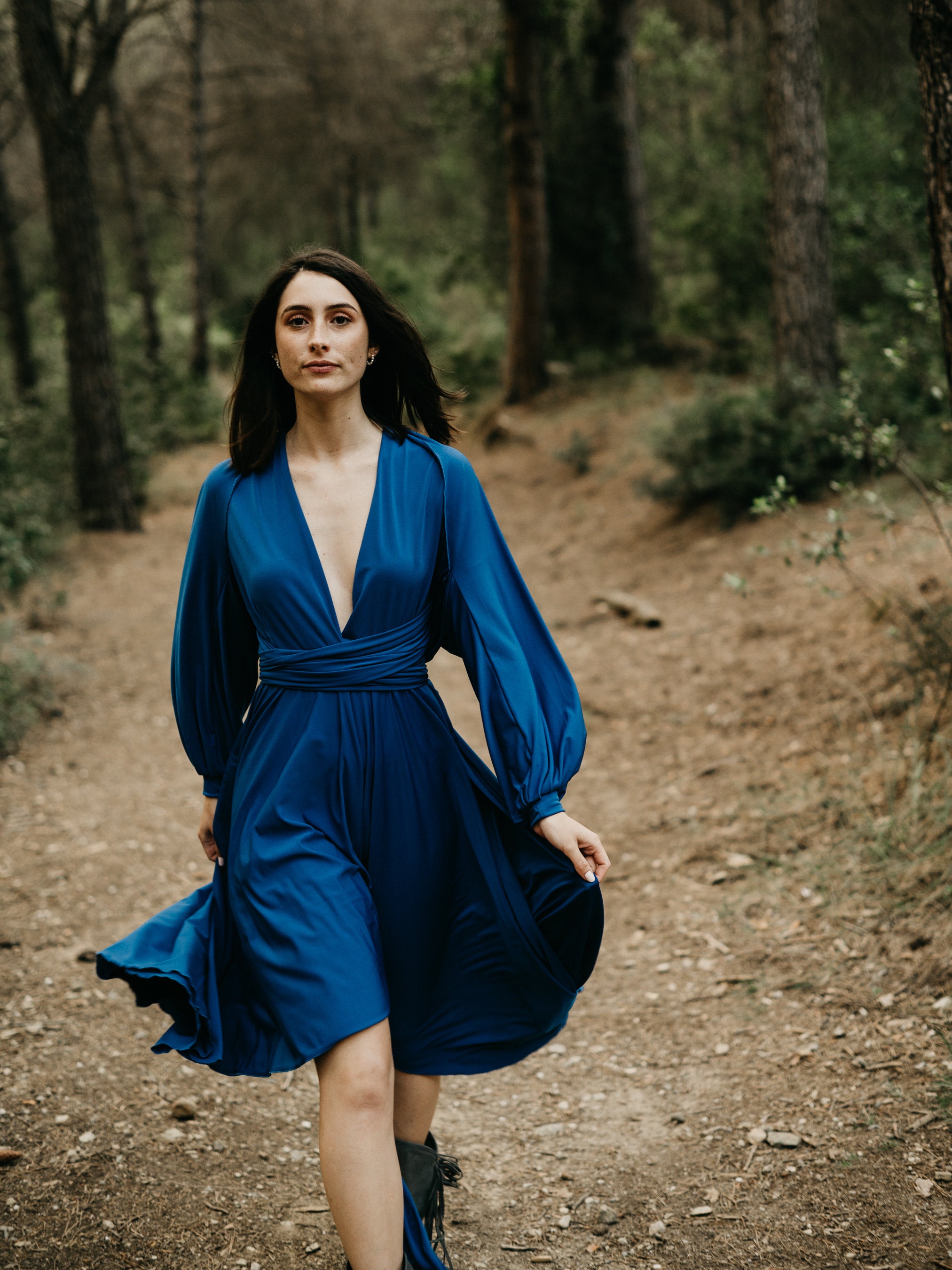 Jersey Long Sleeves Top Top With Long Sleeves Cobalt Midi Dress