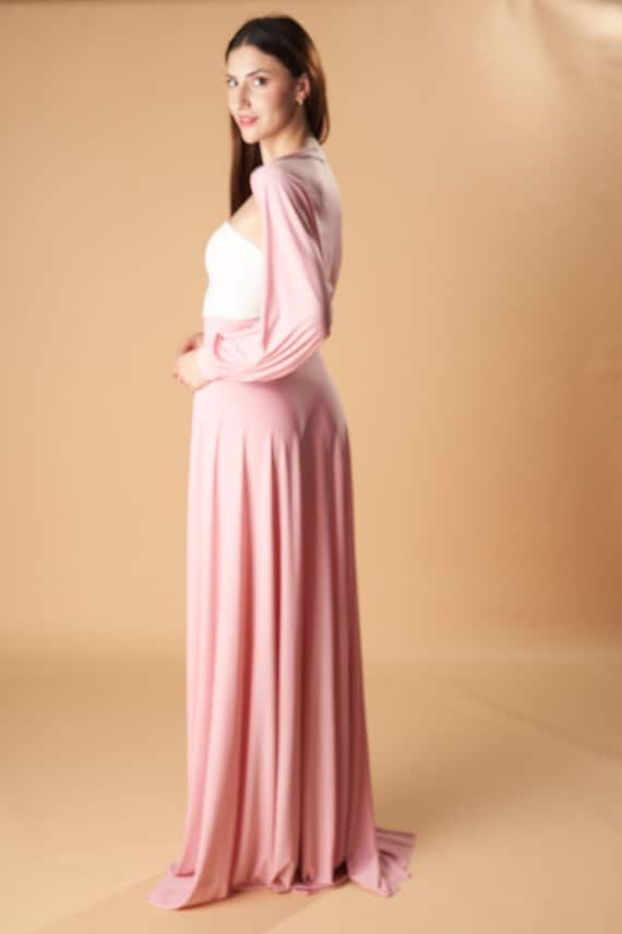 Dark Pink Jersey Shrug: Removable Long Sleeves, Bridesmaid Cover-Up