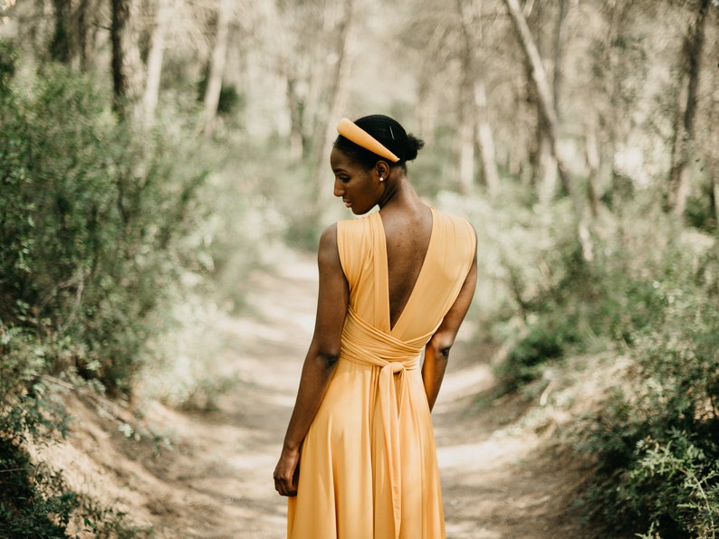 Long Maternity Dress, Mustard Bridesmaid Dress, Mustard Infinity Dress, Convertible Mustard Dress, Prom Dress, Yellow Prom Dress, Maxi Dress image 3