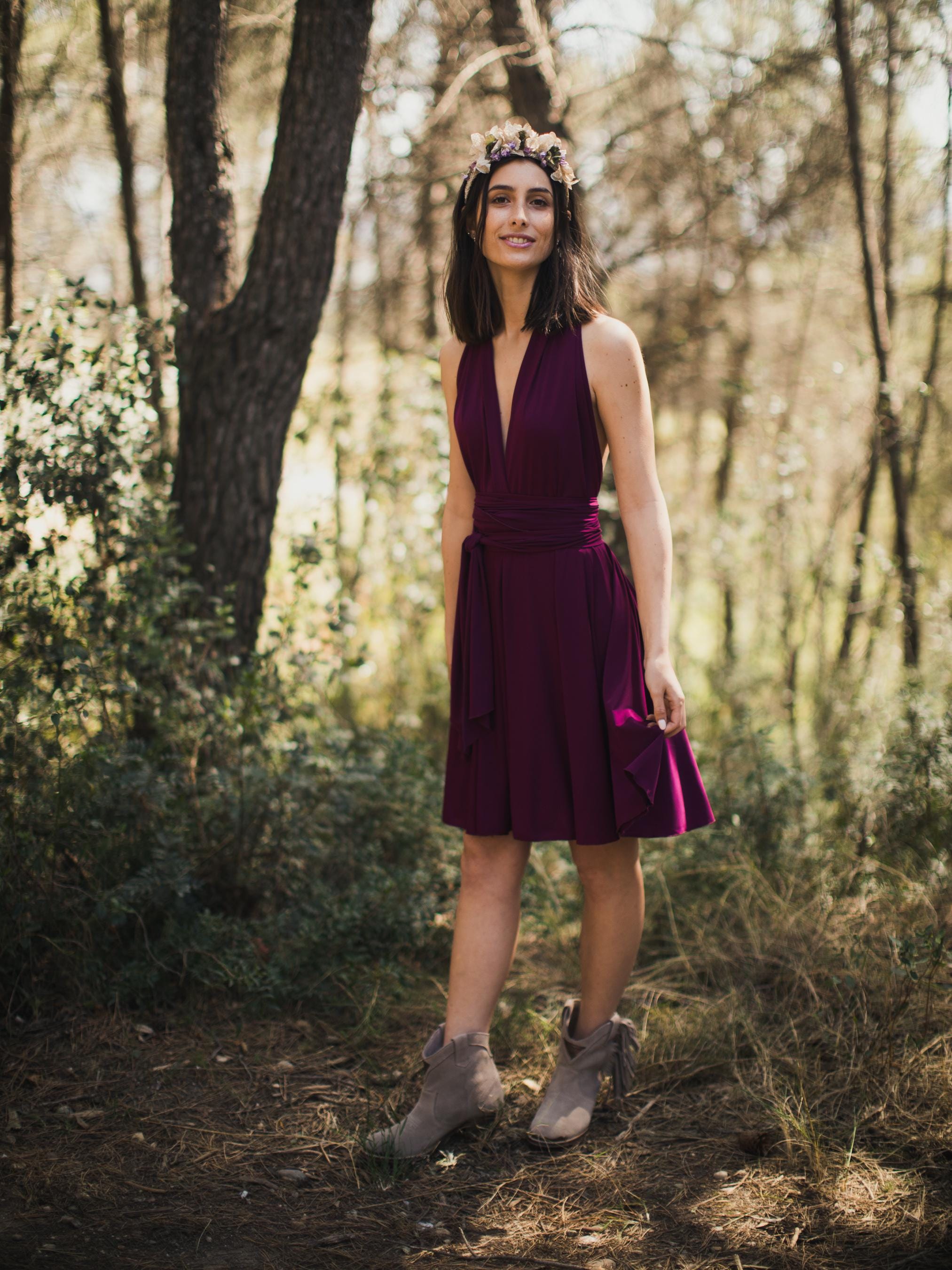 sequin tulle bridesmaid dress Off Shoulder Dusty Pink Short Midi Length Bridesmaid Dresses