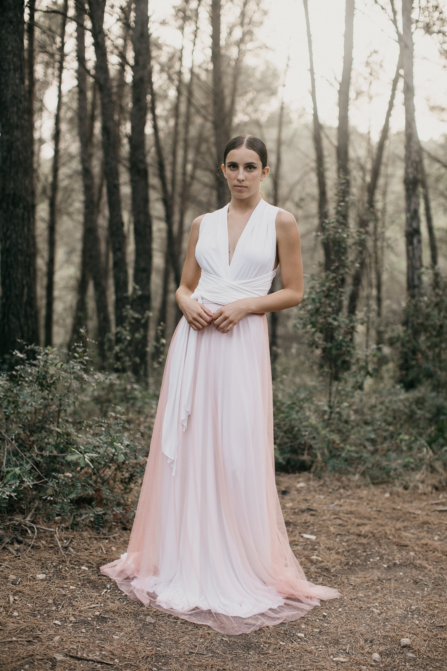 a line satin wedding dress Classic Long White A-line Off-the-shoulder V-neck Satin Wedding Dress main image 0