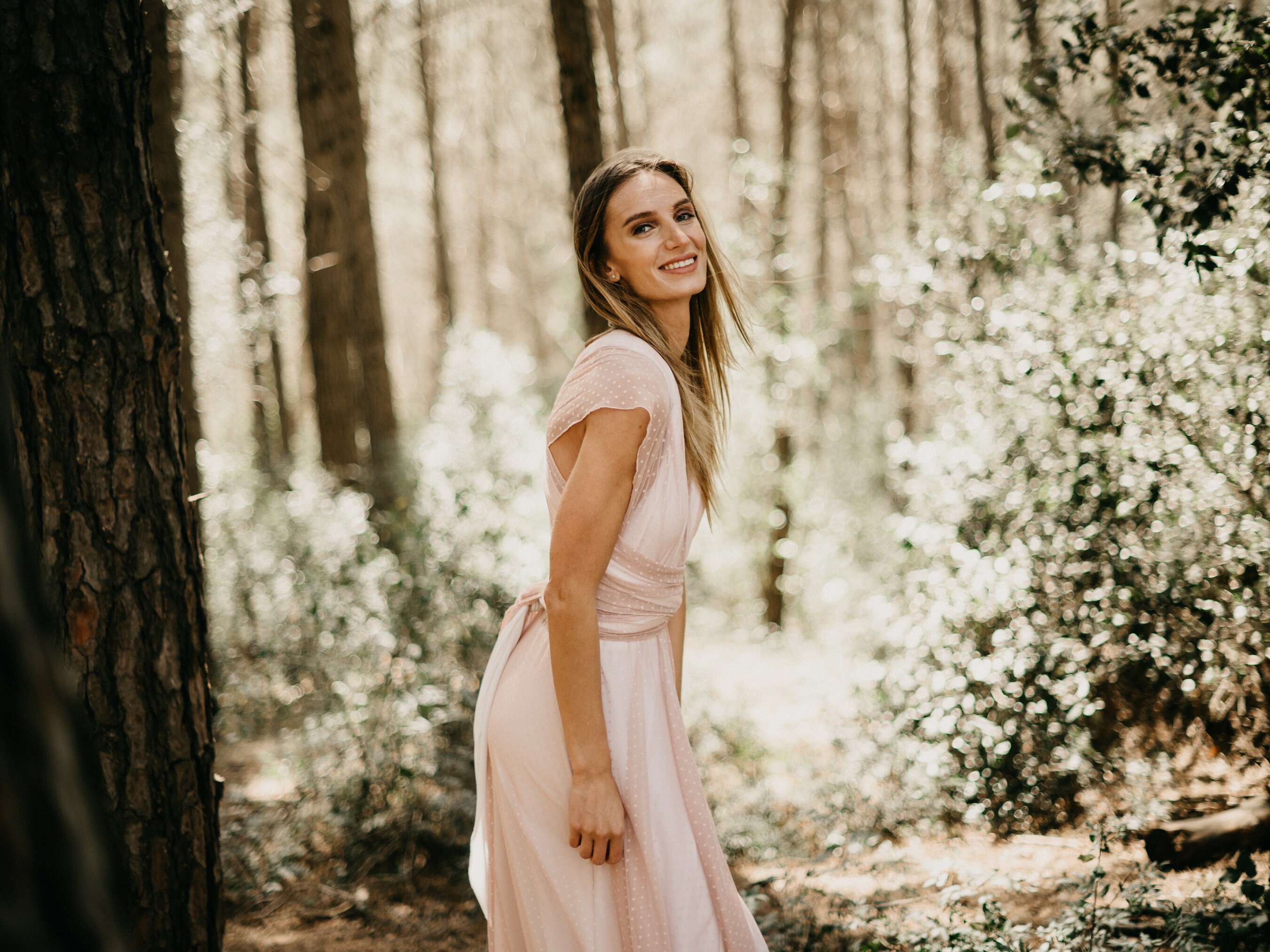 Tulle Bridesmaid Dresses Light Pink Infinity Dress With Detachable Tulle  Overskirt