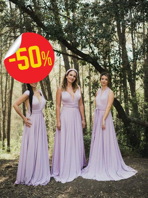 Eden Un Volante Hombro Largo Vestido De Dama De Honor Lavanda